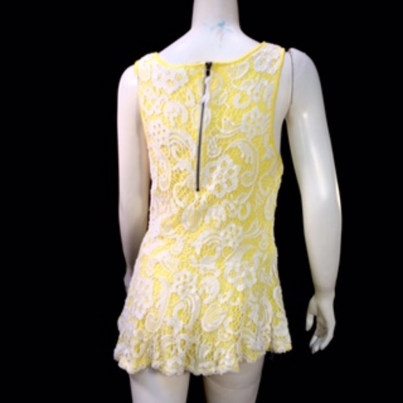 Anthropologie Meadow Rue Yellow Lace Top - Picture 4 of 7